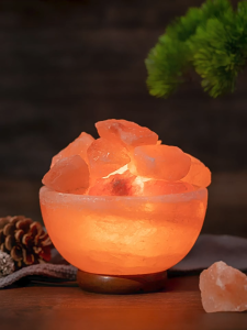 Elegant Himalayan Salt Crystal Night Light - Multicolor Feng Shui Decorative Lamp for Bedroom