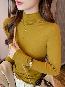 Half Turtleneck Bottoming Shirt Female Spring & Fall 2024 New Style White Modal Inner Wear Fall and Winter Middle Collar Early Autumn Long Sleeves Tops