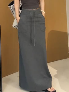 High Waist Loose Fit Draped Skirt Korean Style A-Line Long Skirt for plus Size Women Summer Autumn New Arrival