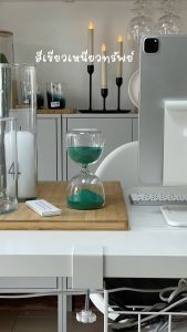 IKEA นาฬิกาทราย จับเวลาได้ 7 นาที เขียว/ดำ/ทราย 15cm EFTERTANKA