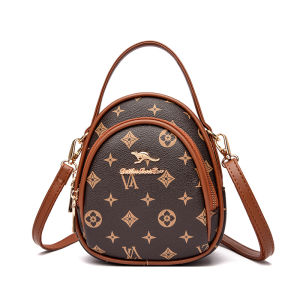 กระเป๋าสะพายข้างหนังแท้ทรงกลมขนาดเล็กสำหรับผู้หญิงวัยกลางคน กระเป๋าถือแบบสะพายข้าง กระเป๋าใส่โทรศัพท์มือถือ กระเป๋าแฟชั่นหรูหรา