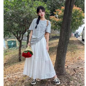 ●ECLAIRE● 003 Rok Skirt Midi Embroidered Bordir Tiered Susun Vintage Kasual Boho Basic Modis Casual Import 9822