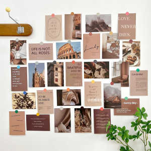 30 Pieces of INS Scandinavian Decorative Card Healing Series Bedroom Dorm Desktop Wall Painting Frame Free Wall Stickers for a Sunny Day