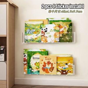 【SG Stock】No-Drilling On Walls Minimalist Kids Floating Acrylic Book Wall Shelf/Rack Children/Toddler/Baby Bookshelf