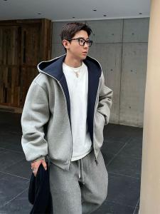 Hooded Zipper Casual Loose Mens Sweatshirt