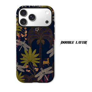 Deer Dragonfly Jungle Art Phone Case for iPhone 18 17 16 15 14 13 12 11 Air Pro Max Plus Double-layer Cover