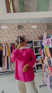 KEMEJA LENGAN PANJANG WANITA BAHAN CRINKLE AIRFLOW KANTONG 1 TERMURAH / ATASAN WANITA KOREA STYLE