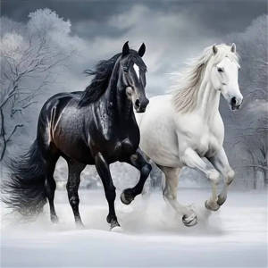 Tranh Thêu Kim Cương 5D Huacan Horse DIY Tranh Mùa Đông Tuyết 2025 Kim Cương Vuông/tròn Đầy Đủ Tranh Ghép Hình Trang Trí Nhà Cửa Chủ Đề Động Vật Bộ Dụng Cụ Thêu Chữ Thập