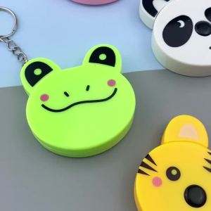 Cartoon Panda Pig Frog Tiger Mini Retractable Tape Measure Key Ring Small Portable Soft Ruler Classroom Reward Toy