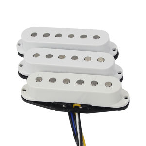 FLEOR 3PCS Flat Top Single Coil Pickups Vintage Alnico 5 ST Electric Guitar Pickups 50/50/52mm Set White