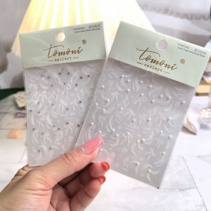 2023 Internet Hot Ballet Silk Ribbon Nail Art Sticker with Diamond Pearl Three-Dimensional Relief Fingernail Decoration Decals