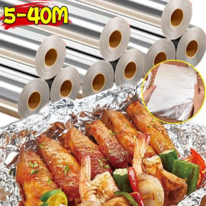 Dizoey 40M Aluminum Foil Roll Disposable Tin Foil Paper Roll Food Grade BBQ Tin Foil Paper Oil Resistant Non Stick Oven Baking Grease Paper