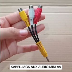 V186 ORI KABEL JACK AUX AUDIO MINI AV 3.5MM TO 3 RCA FEMALE JACK MINI 35MM MALE AV IN ADAPTER 3 RCA