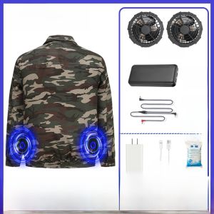 เสื้อคลุมกันความร้อนสำหรับฤดูร้อนสำหรับผู้ชายและผู้หญิงพร้อมพัดลม 4 ใบ สำหรับงานก่อสร้าง งานปะติดปะต่อไฟฟ้า อุปกรณ์ป้องกันความร้อน