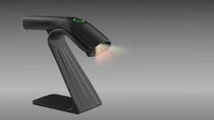 Black 1D 2D QR Barcode Scanner with Stand Auto-Sensing for Handheld and Desktop Use