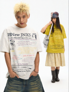 JNXS | Retro American Style Brethable Waterprint Loose T-Shirt