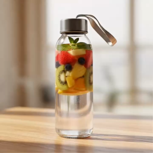 Bình Nước Thủy Tinh Cao Cấp DX500 Có Dây Xách 500ml - Bình Đựng Nước Detox Nước Ép Tiện Lợi