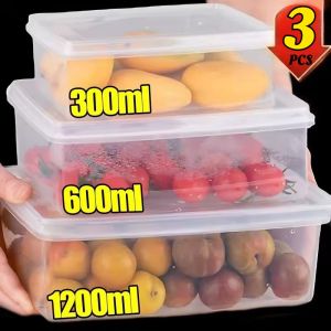 1200/600/300/ML Refrigerator Food Storage Box Freezing Organizer Sealed Box with Lid Kitchen Vegetable Meat Storage Container
