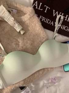 Mint Mwape Seamless Womens Bra Wireless Summer Thin round Half Cup Wireless Anti-Sagging Underwear U-Neck Style Gathered