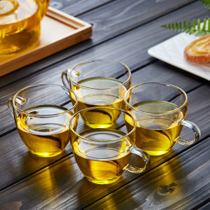 Heat Resistant Glass Tea Cup with Handle Small Office Use Tea Set Drinking Cup Home Kung Fu Tea Tools Master Cup