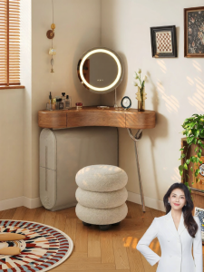 Pashaman | Corner Solid Wood Vanity and Storage Cabinet Table
