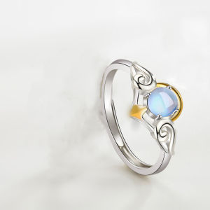 Goth Fashion Demon Angel Ring Paired Rings For Couples Men Moonstone Adjust Ring Wedding Engagement Finger Jewelry