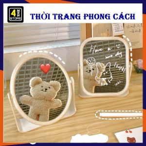 Gương Trang Điểm Để Bàn Lúa Mạch Xoay 360 Độ Cao Cấp - Gương Soi Di Động - Gương Để Bàn 2 Mặt Hình Tròn Và Vuông Thông Minh- Gương Trang Điểm Decor Để Bàn Màu Pastel Dễ Thương