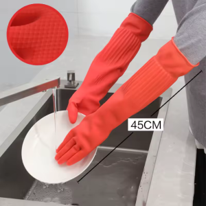 45cm Lengthen Dishwashing Cleaning Gloves Latex Rubber Waterproof Work Hand Gloves for Household Scrubber Kitchen Cleaning Tools