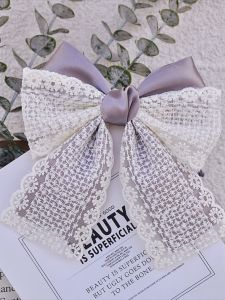 Handmade Lace Large Bow Hair Clip Korean Sweet Hair Card Spring Loaded Top Clip Fairy Tale like Hair Accessories