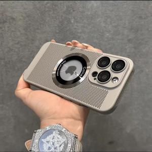 Mesh Heat Dissipation Suitable for Apple 15promax Magnetic Suction Phone Case Iphone14pro Ultra-Thin Breathable 13pm Anti-Fingerprint IP Skin Feeling Matte Protective Cover 12 Fancy Niche Style Wireless Charging