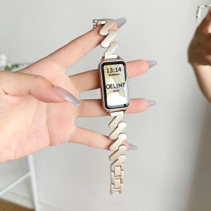 Creative Metal Smartwatch Band for Huawei Bracelet 10/9 8/7 NFC Wristband New Model Band6Pro Replacement Strap for Girls