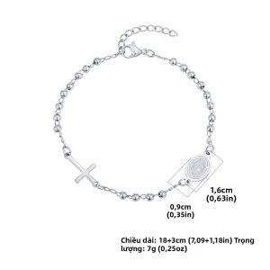 VNOX | Vnox Nữ Hợp Thời Trang Chuỗi Hạt Vòng Tay Thép Không Gỉ Chữ Thập Tay Đức Mẹ Đồng Trinh Đức Tin Charm Món Quà Trang Sức Cho Bé Gái