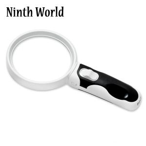 20X Dual LED Lights Handheld Strong Magnifying Glass Best Jumbo Size Illuminated Magnifier for Reading Inspection Exploring