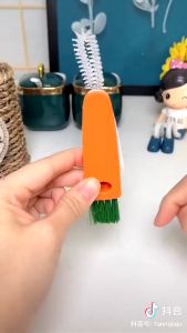 3 in 1 Multifunctional Cup Lid Cleaning Brush Cup Cover Lid Cleaner Mini Cute Carrot Cleaning Brush
