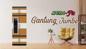 LEMARI PAKAIAN PLASTIK NAIBA FIT GANTUNG JUMBO KACA KUNCI [NABFIT]