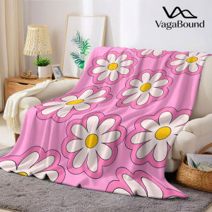 BILIBILI | Pink Daisy Outline Print Flannel Blanket Warm Soft Halloween Christmas Decorative Couch Warm Cozy All-Season Gift