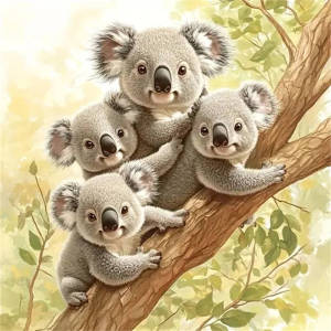 Huacan New Diamond Painting Animal Koala 5D Diy Full Square Round Drill Mosaic Art Rhinestone Pictures