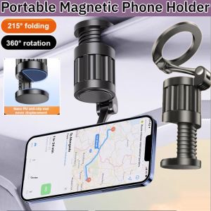 Portable Magnetic Phone Holder Travel Foldable Extendable Mobile Phone Stand 360 Degree Rotation Desktop Clip