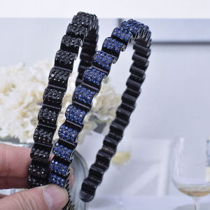 Womens Anti-Slip Hairband Wide Edge Diamond Crystal Embellished Hair Clip for Outing And Face Washing Versatile Hairband