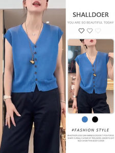 Shalldoer | Áo len cardigan dệt kim cổ chữ V tay lỡ màu trơn cho nữ mùa hè 2025 thời trang đa năng thanh lịch ôm vừa vặn