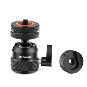 PULUZ | PULUZ Dual-Adapter Camera Ball Head Tripod Mount Aluminum Alloy Lightweight Rotatable Tripod Head Cold Shoe & 1/4 Screw Adapter