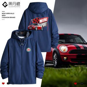 Mini Cooper Vintage Car Jacket BMW Classic Sedan Mens Three-in-One Fleece Lined Zipper Decorated Polyester Sportswear