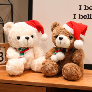 18/23CM Kawaii Cartoon Simulation Anime Christmas Scarf Bear Stuffed Animal Plush Toy Childrens Couple Bear Handmade Doll Gift