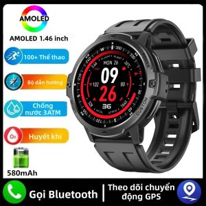 Đồng Hồ Thông Minh GPS Mới 2025 Với Màn Hình AMOLED 1.46 La Bàn Máy Đo Độ Cao Khí Áp Khả Năng Chống Nước 5ATM Pin 580mAh Chất Liệu Kim Loại Dành Cho Nam Giới