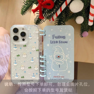 Cute Snowman Flip Cover Silicone Phone Case Vivo X300 X200S S30 X100 Book Style Notebook Design S19 S17 Stand S18 Womens Model S20 Anti-Fall S16 pro