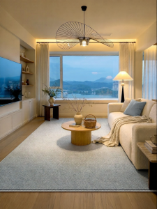 XINGLIANXIN | Waterproof Stain-Resistant Easy-Care Modern Luxurious Blue Cream Style Carpet