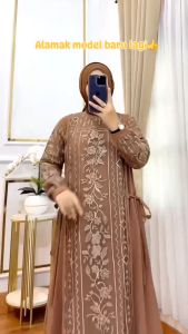 Baju Gamis Brokat Wilona Ceruty Babydoll Mix Brukat Tile Premium Setelan Dress Inner dan Outer Terpisah Outfit Kondangan Remaja Seragaman Kekinian Viral