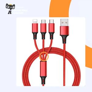 3 in 1 USB Charger Cable Fast Charge cord Nylon Charging Wire for Type C/Android/iphone