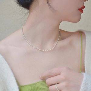 Elegant Minimalist Mini Pearl Necklace for Women Thin Fashion Jewelry Clavicle Chain Pendant Accessory Modern Style Alloy