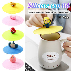 Talao Silicone Cup Mug Cover Cute Dustproof Sealed Cap Cartoon Leakproof Cups Lid